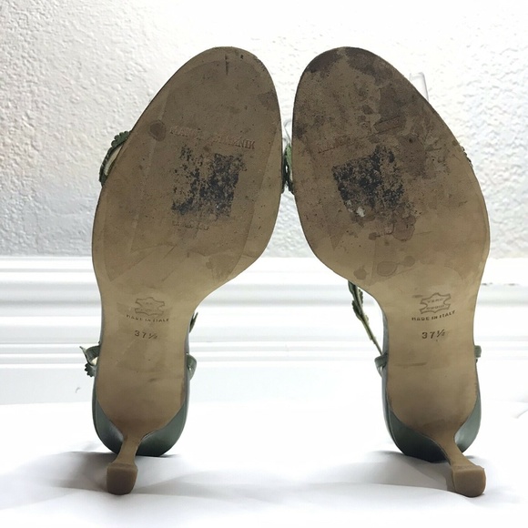 Manolo Blahnik Heel Sandals Green Leaf Wreath - Picture 10 of 10